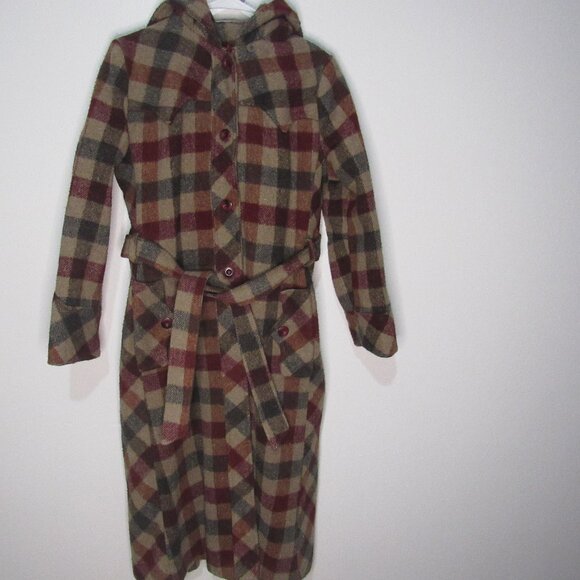 Vtg Sz 11/12 Plaid Warm Wool Coat - Picture 1 of 6